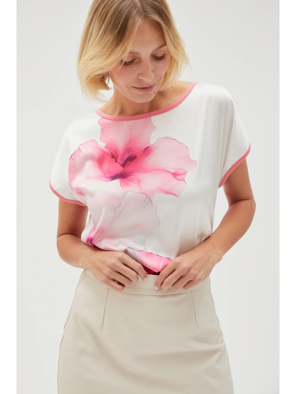 Moodo Ženska bijela bluza s cvjetovima