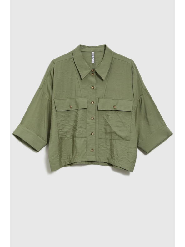 Moodo Khaki labava košulja s kratkim rukavima