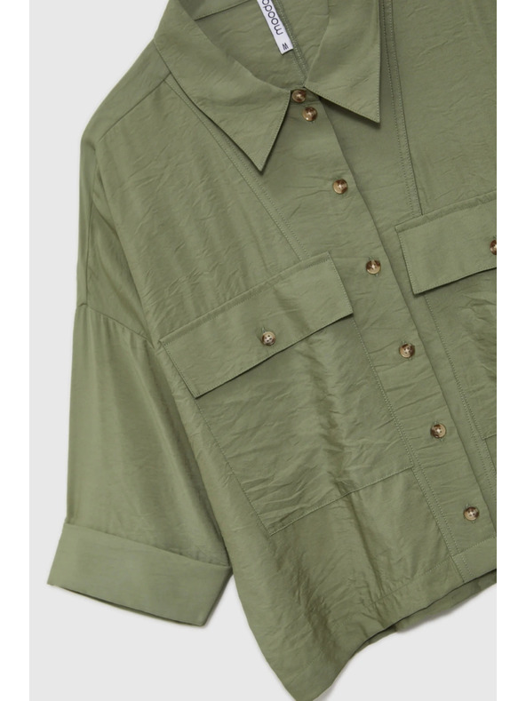 Moodo Khaki labava košulja s kratkim rukavima