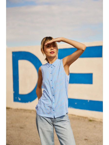 Moodo Plavo-bijela prugasta košulja bez rukava