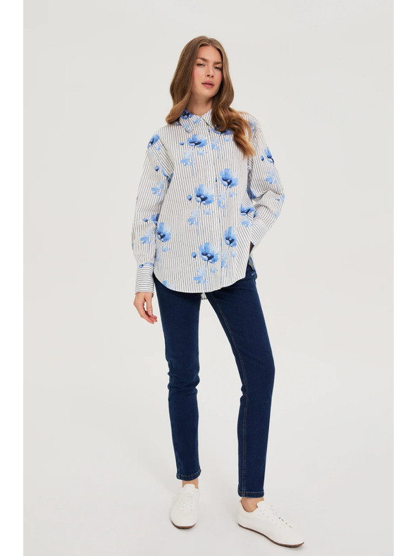 Moodo Ženska košulja Moodo – bijela/plava