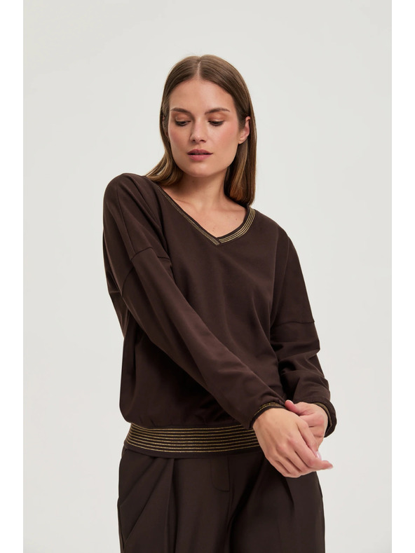 Moodo Smeđa mikina sa zlatnim detaljima Moodo