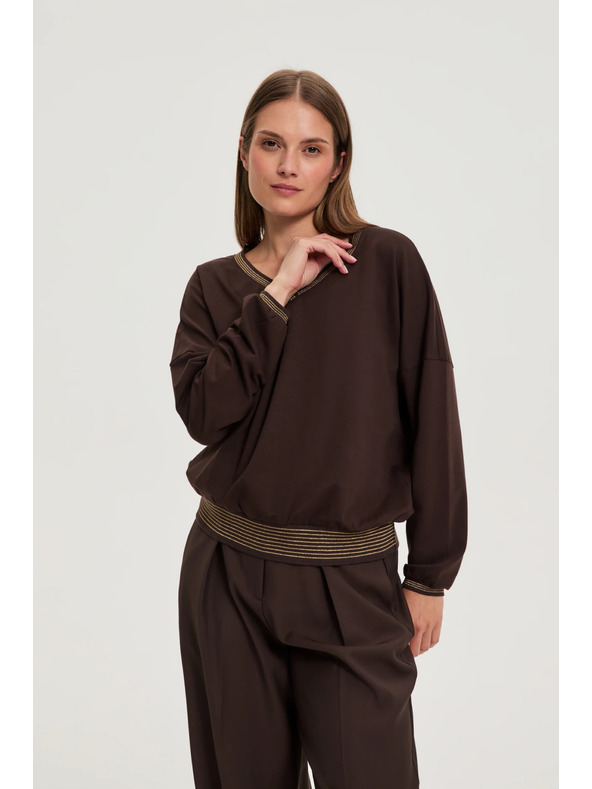 Moodo Smeđa mikina sa zlatnim detaljima Moodo