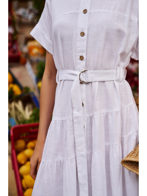 Moodo Duge ženske košuljaste haljine Moodo - bijele