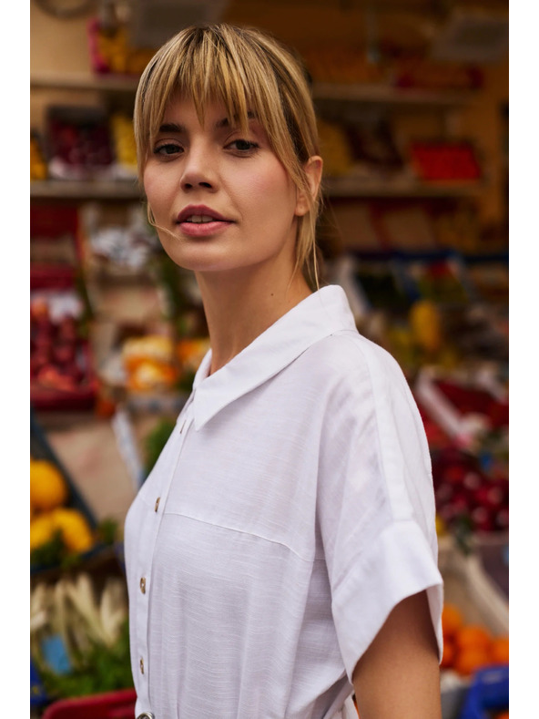 Moodo Duge ženske košuljaste haljine Moodo - bijele