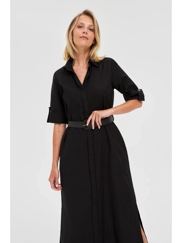 Moodo Crne ženske košuljaste haljine s pojasom
