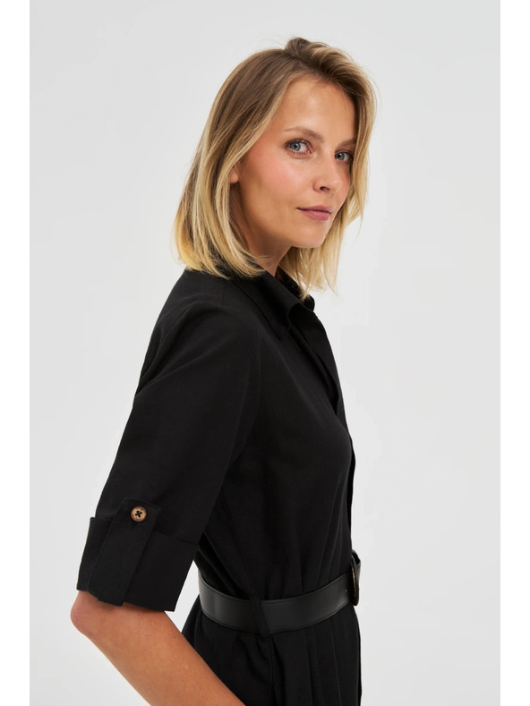 Moodo Crne ženske košuljaste haljine s pojasom