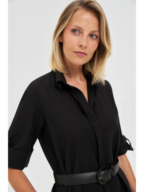 Moodo Crne ženske košuljaste haljine s pojasom