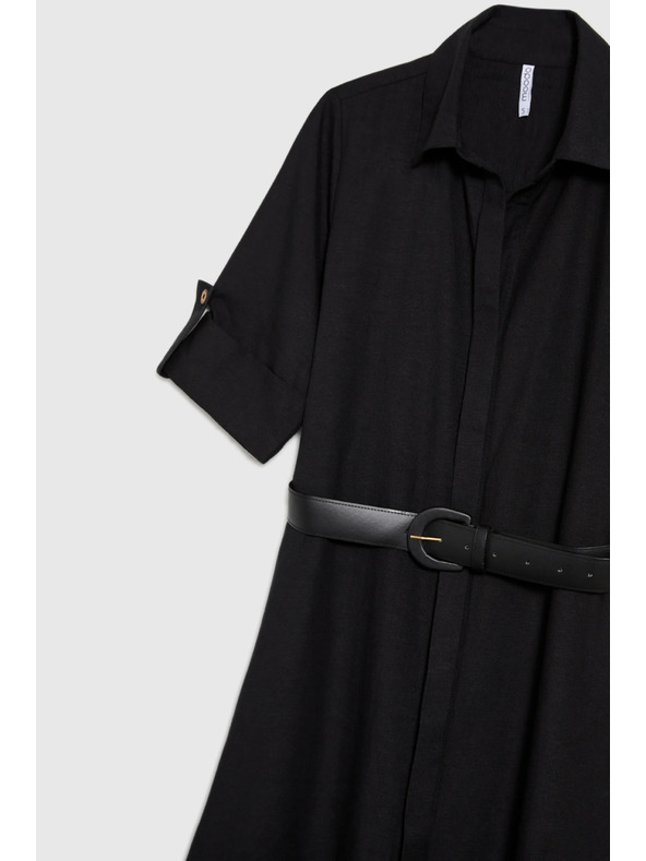 Moodo Crne ženske košuljaste haljine s pojasom