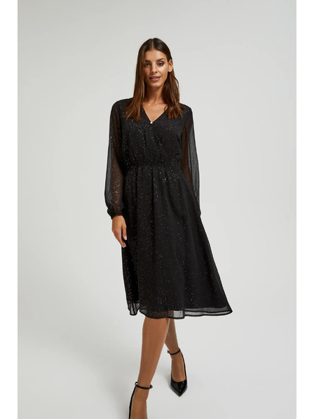Moodo Crne sjajne haljine s prozirnim rukavima Moodo