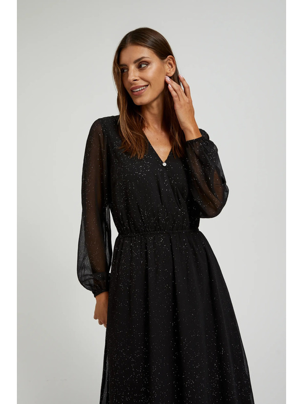 Moodo Crne sjajne haljine s prozirnim rukavima Moodo