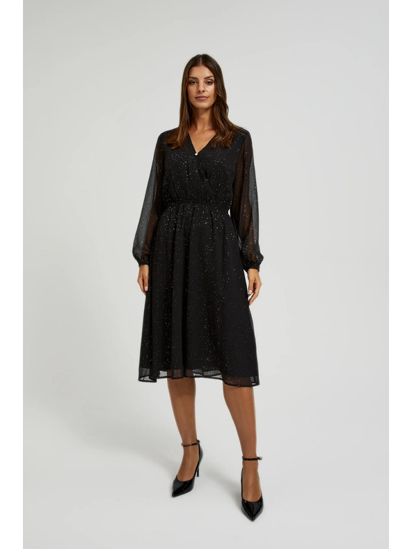 Moodo Crne sjajne haljine s prozirnim rukavima Moodo