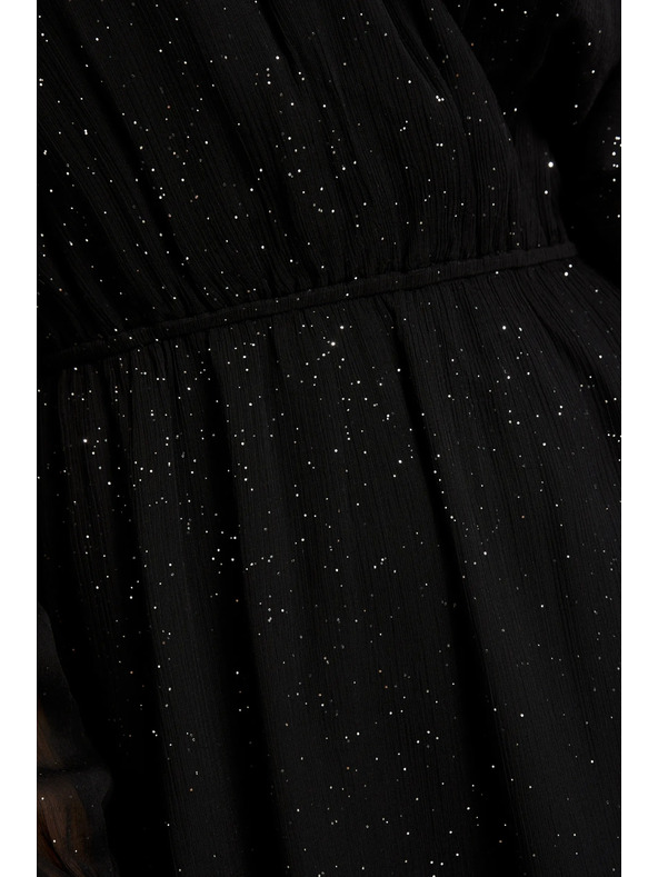 Moodo Crne sjajne haljine s prozirnim rukavima Moodo