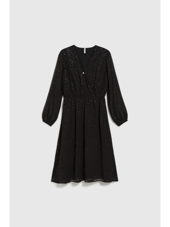 Moodo Crne sjajne haljine s prozirnim rukavima Moodo