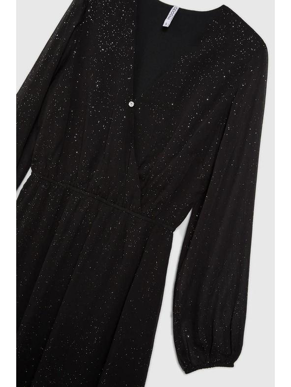 Moodo Crne sjajne haljine s prozirnim rukavima Moodo