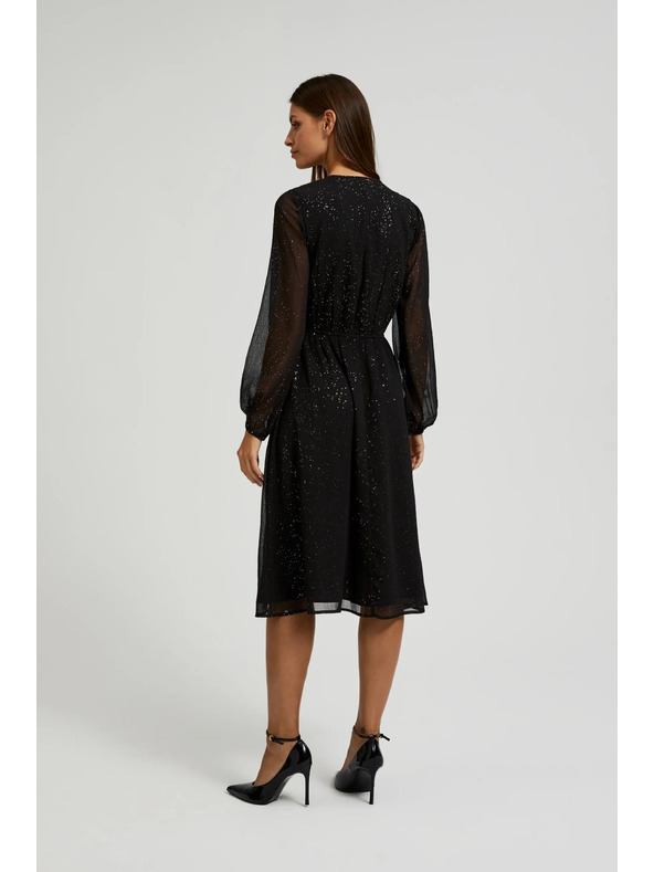 Moodo Crne sjajne haljine s prozirnim rukavima Moodo