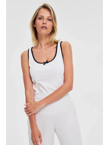 Moodo Bijeli ženski top s crnim rubom