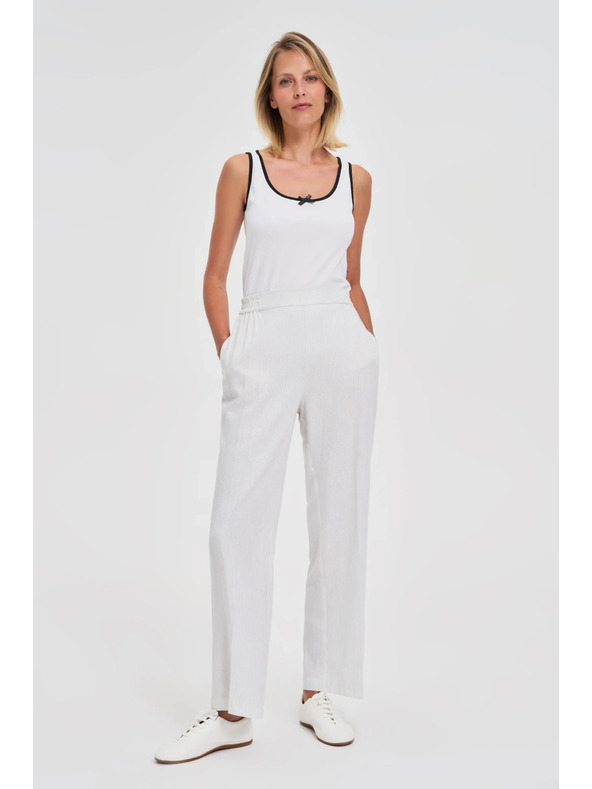 Moodo Bijeli ženski top s crnim rubom