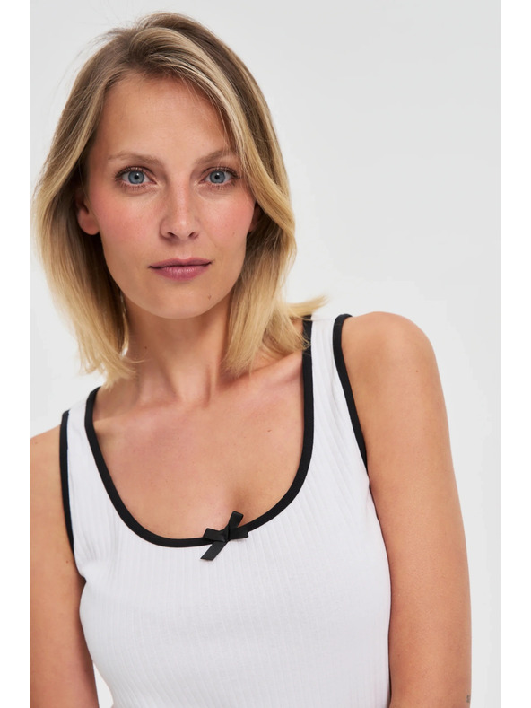 Moodo Bijeli ženski top s crnim rubom