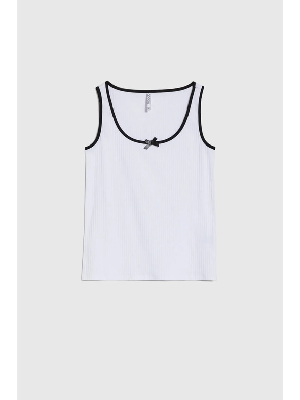 Moodo Bijeli ženski top s crnim rubom