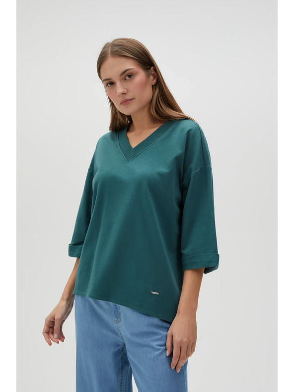 Moodo Zelena dukserica s tročetvrtinskim rukavima