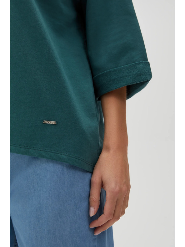 Moodo Zelena dukserica s tročetvrtinskim rukavima