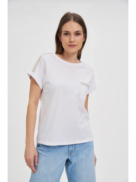 Moodo Ženska majica sa srebrnom aplikacijom Moodo – bijela