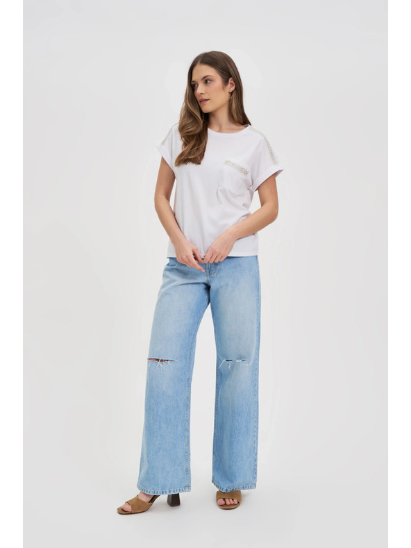 Moodo Ženska majica sa srebrnom aplikacijom Moodo – bijela