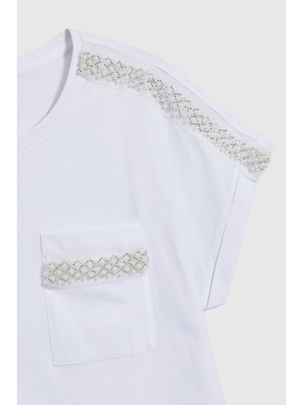 Moodo Ženska majica sa srebrnom aplikacijom Moodo – bijela