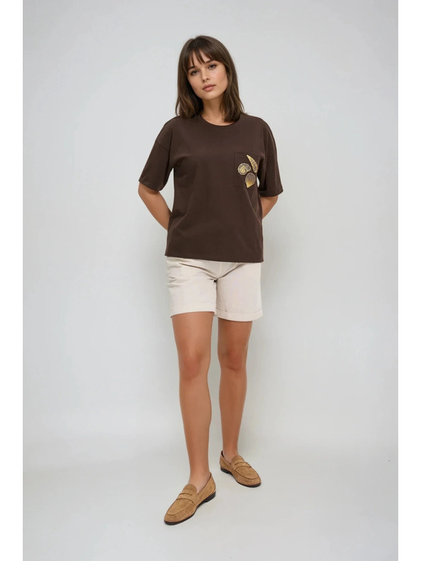 Moodo Ženska smeđa majica s printom