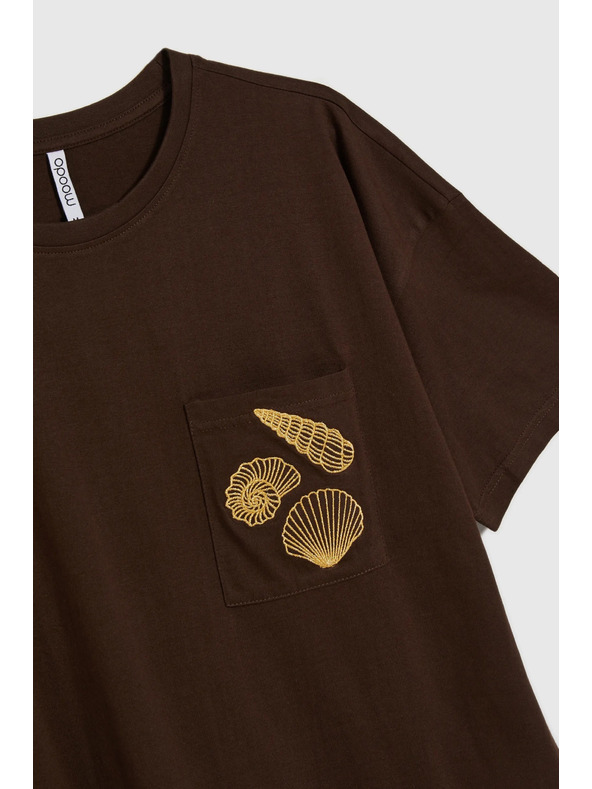 Moodo Ženska smeđa majica s printom