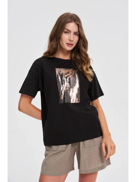 Moodo Ženska crna majica s printom