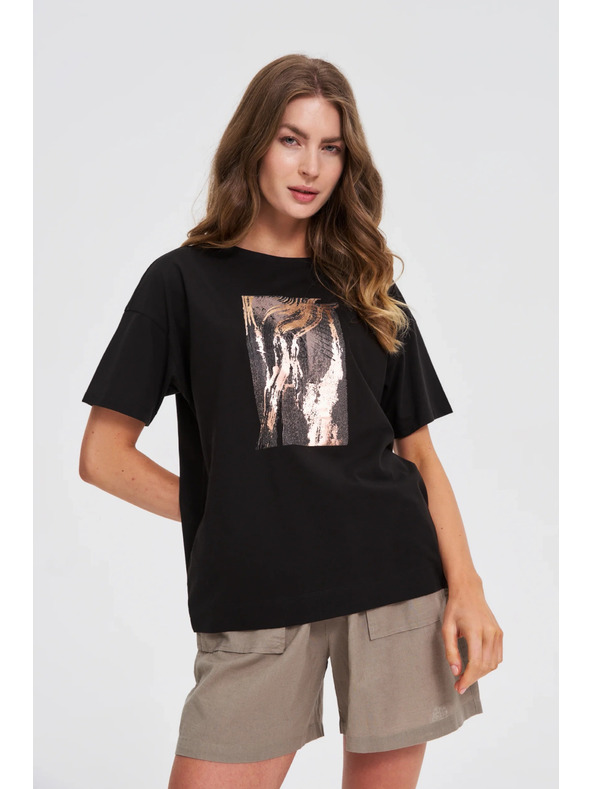Moodo Ženska crna majica s printom