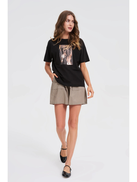 Moodo Ženska crna majica s printom