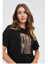Moodo Ženska crna majica s printom