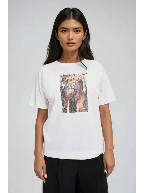 Moodo Ženska majica s printom Moodo – bijela boja