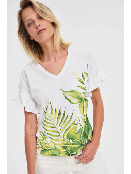 Moodo Bijeli top s printom cvijeća