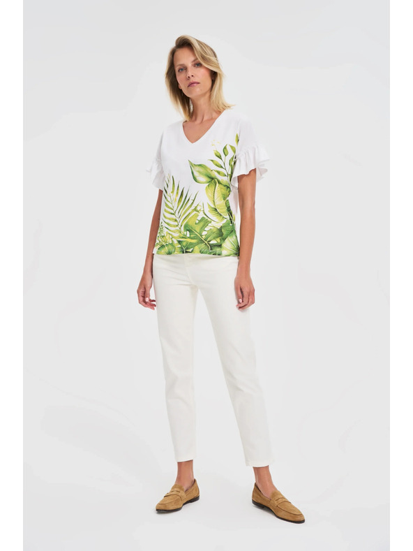 Moodo Bijeli top s printom cvijeća