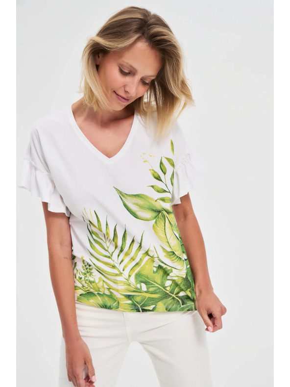 Moodo Bijeli top s printom cvijeća