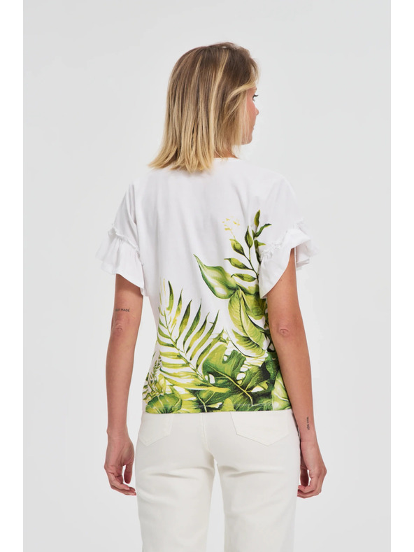 Moodo Bijeli top s printom cvijeća