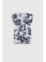 Moodo Ženska majica Moodo – bijela s plavim cvjetovima