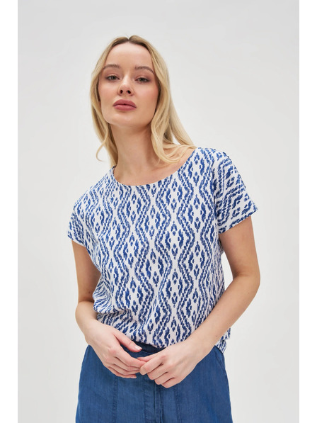 Moodo Plavo-bijela uzorkovana majica