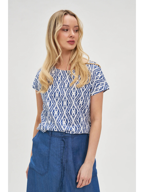 Moodo Plavo-bijela uzorkovana majica