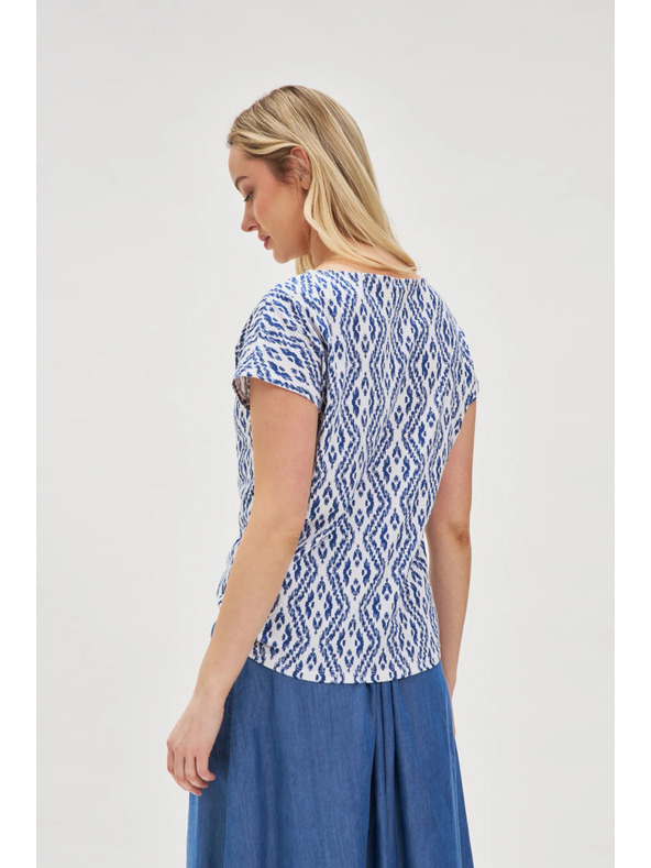 Moodo Plavo-bijela uzorkovana majica