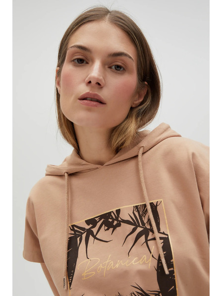 Moodo Bež duksevi top s kapuljačom