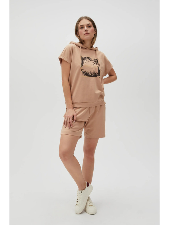 Moodo Bež duksevi top s kapuljačom