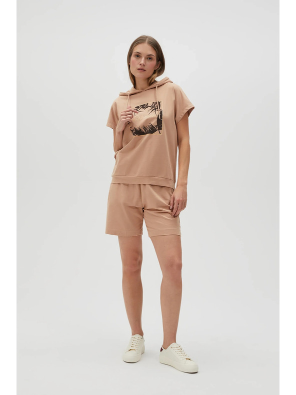 Moodo Bež duksevi top s kapuljačom