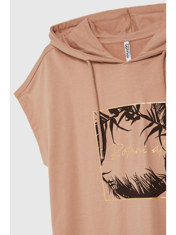 Moodo Bež duksevi top s kapuljačom