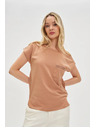Moodo Ženska majica s džepom Moodo – tamnosmeđa