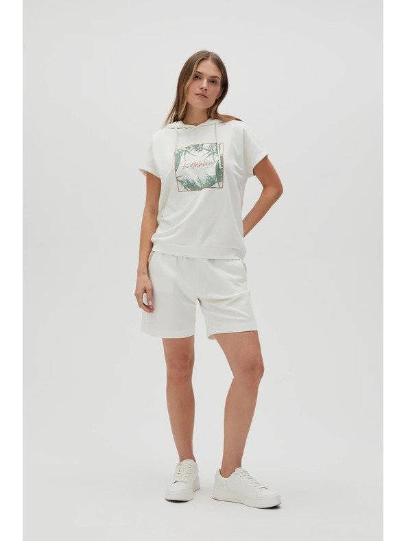 Moodo Bijeli duksevi top s kapuljačom